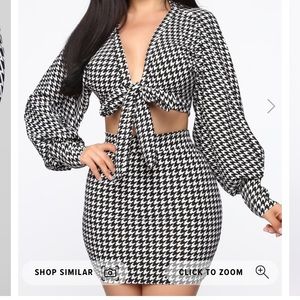 Fashion Nova Serena Skirt Set- houndstooth